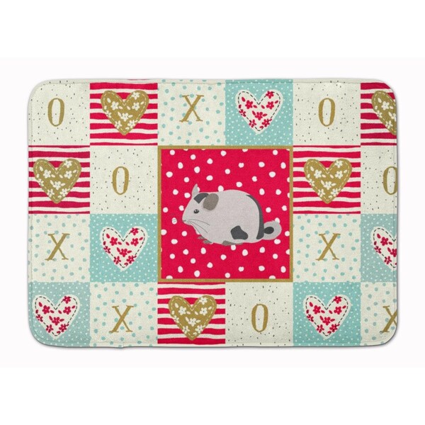 Carolines Treasures 19 x 27 in. Mosaic Chinchilla Love Machine Washable Memory Foam Mat CK5423RUG - main
